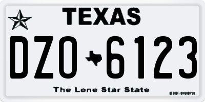 TX license plate DZO6123
