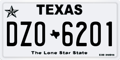 TX license plate DZO6201
