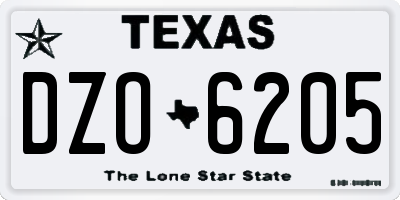 TX license plate DZO6205