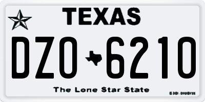 TX license plate DZO6210