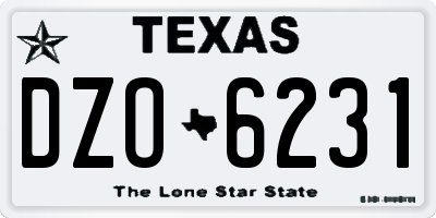 TX license plate DZO6231