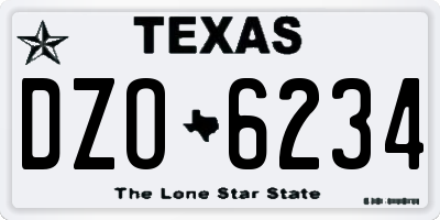 TX license plate DZO6234