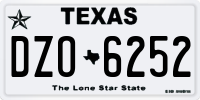 TX license plate DZO6252