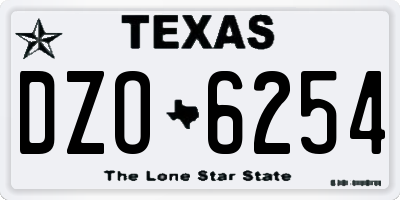TX license plate DZO6254