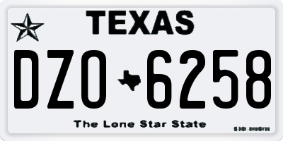 TX license plate DZO6258