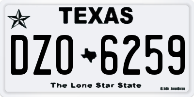 TX license plate DZO6259