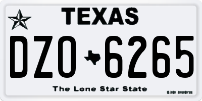 TX license plate DZO6265