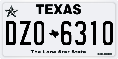 TX license plate DZO6310