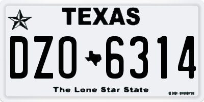 TX license plate DZO6314