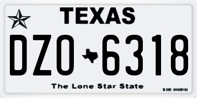 TX license plate DZO6318