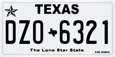 TX license plate DZO6321
