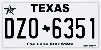TX license plate DZO6351