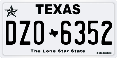 TX license plate DZO6352