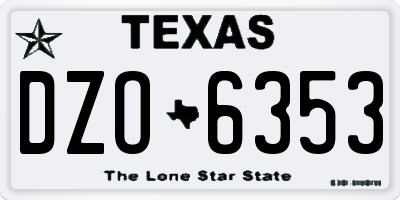 TX license plate DZO6353