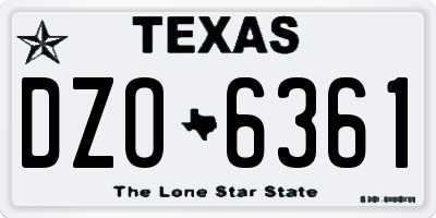TX license plate DZO6361