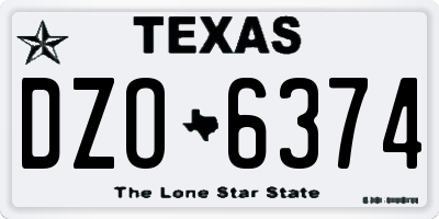 TX license plate DZO6374