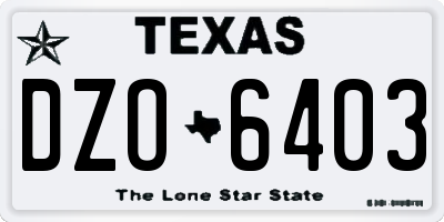 TX license plate DZO6403
