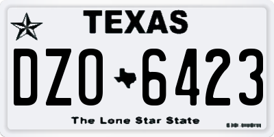TX license plate DZO6423