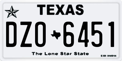 TX license plate DZO6451