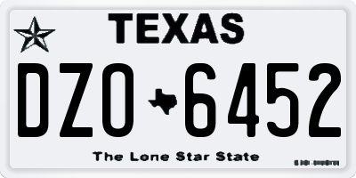 TX license plate DZO6452