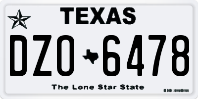 TX license plate DZO6478