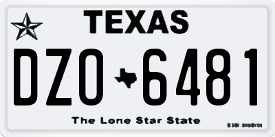 TX license plate DZO6481