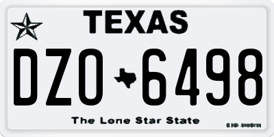 TX license plate DZO6498
