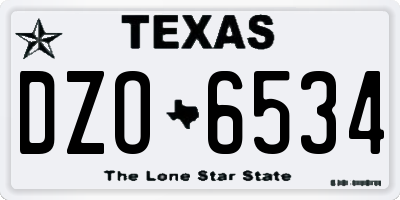 TX license plate DZO6534