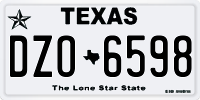 TX license plate DZO6598