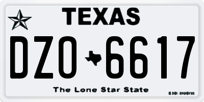 TX license plate DZO6617