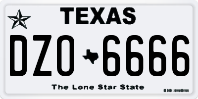 TX license plate DZO6666