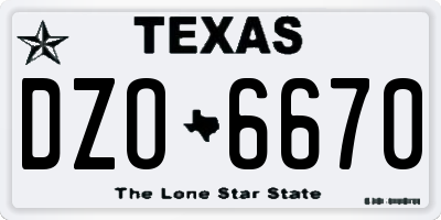 TX license plate DZO6670