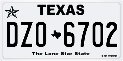 TX license plate DZO6702