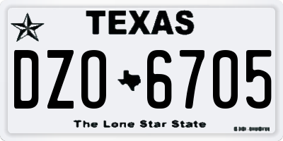 TX license plate DZO6705
