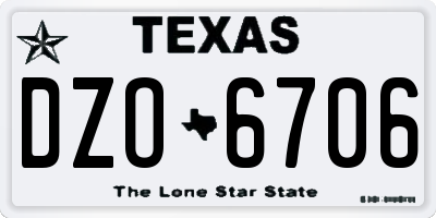 TX license plate DZO6706