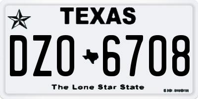 TX license plate DZO6708