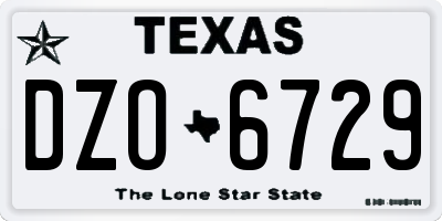 TX license plate DZO6729