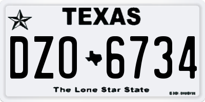 TX license plate DZO6734