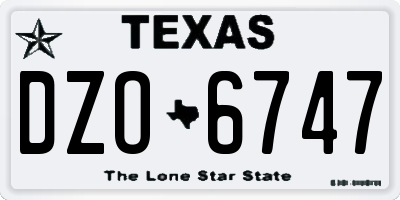 TX license plate DZO6747