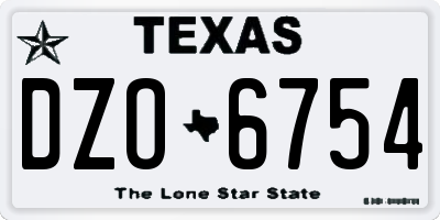 TX license plate DZO6754