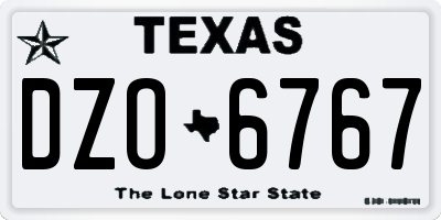 TX license plate DZO6767