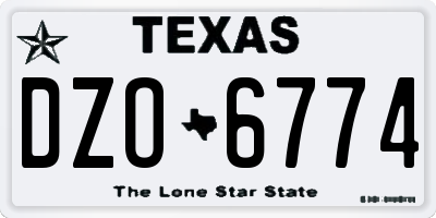 TX license plate DZO6774