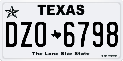 TX license plate DZO6798