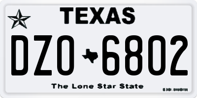 TX license plate DZO6802