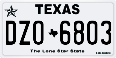 TX license plate DZO6803