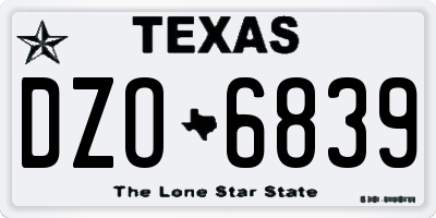 TX license plate DZO6839