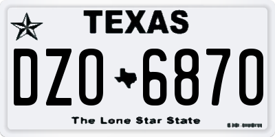 TX license plate DZO6870