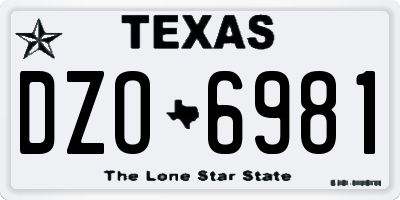 TX license plate DZO6981
