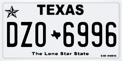 TX license plate DZO6996