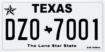 TX license plate DZO7001